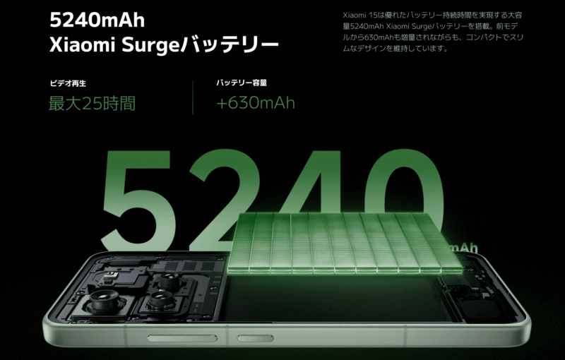 Xiaomi15バッテリー画像