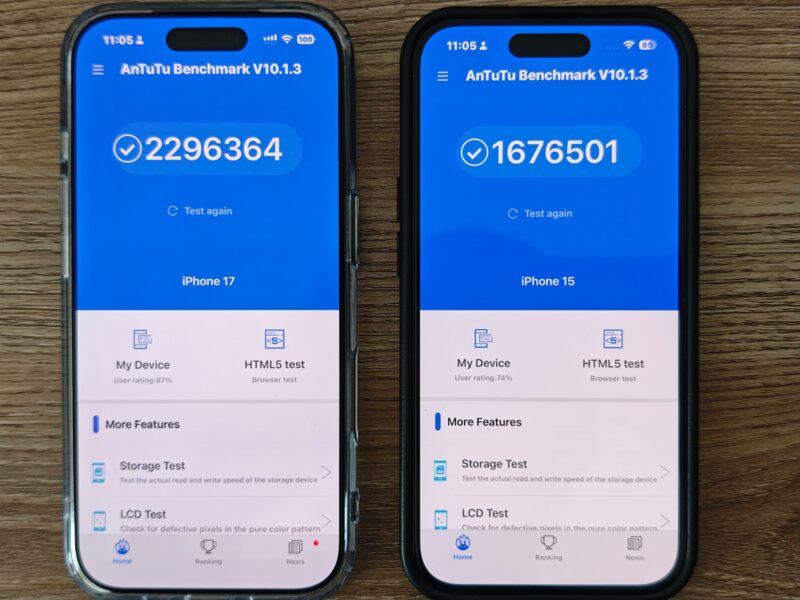 Antutuベンチマークテスト
(I iPhone17・ iPhone15)