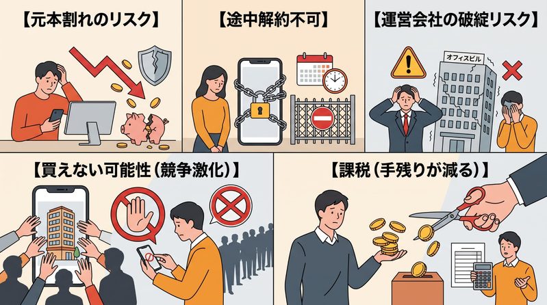 不動産クラウドファンディングのデメリットとリスク｜「やめとけ」と言われる理由